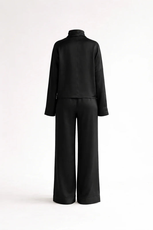 Silk/Linen Clothing Set - Black - MellowConceptStore