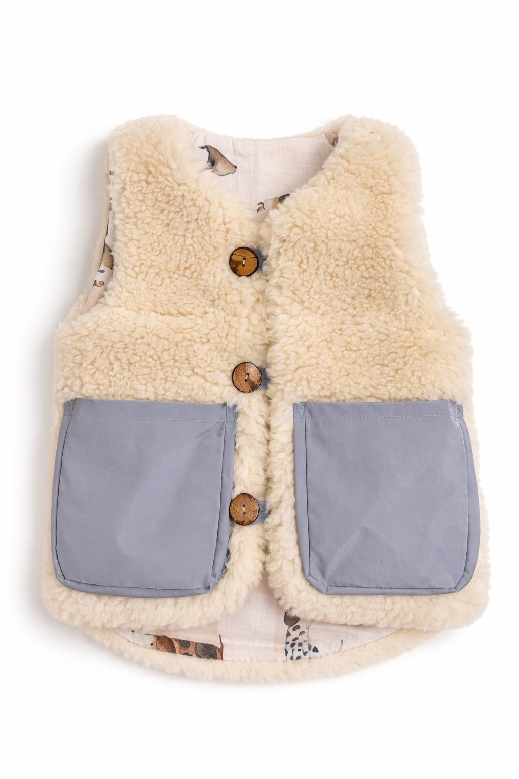Baby/Kid Virgin Wool Vest - White/Blue