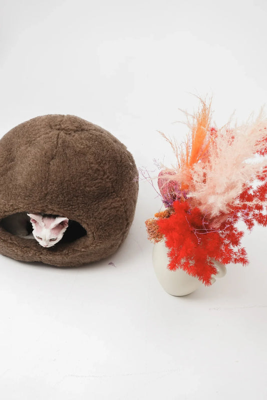 Nest Natural Sheepskin Pet Bed - Beige - MellowConceptStore
