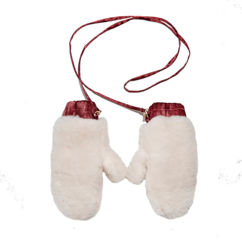 Adult Natural Wool Mittens / Gloves - White - MellowConceptStore