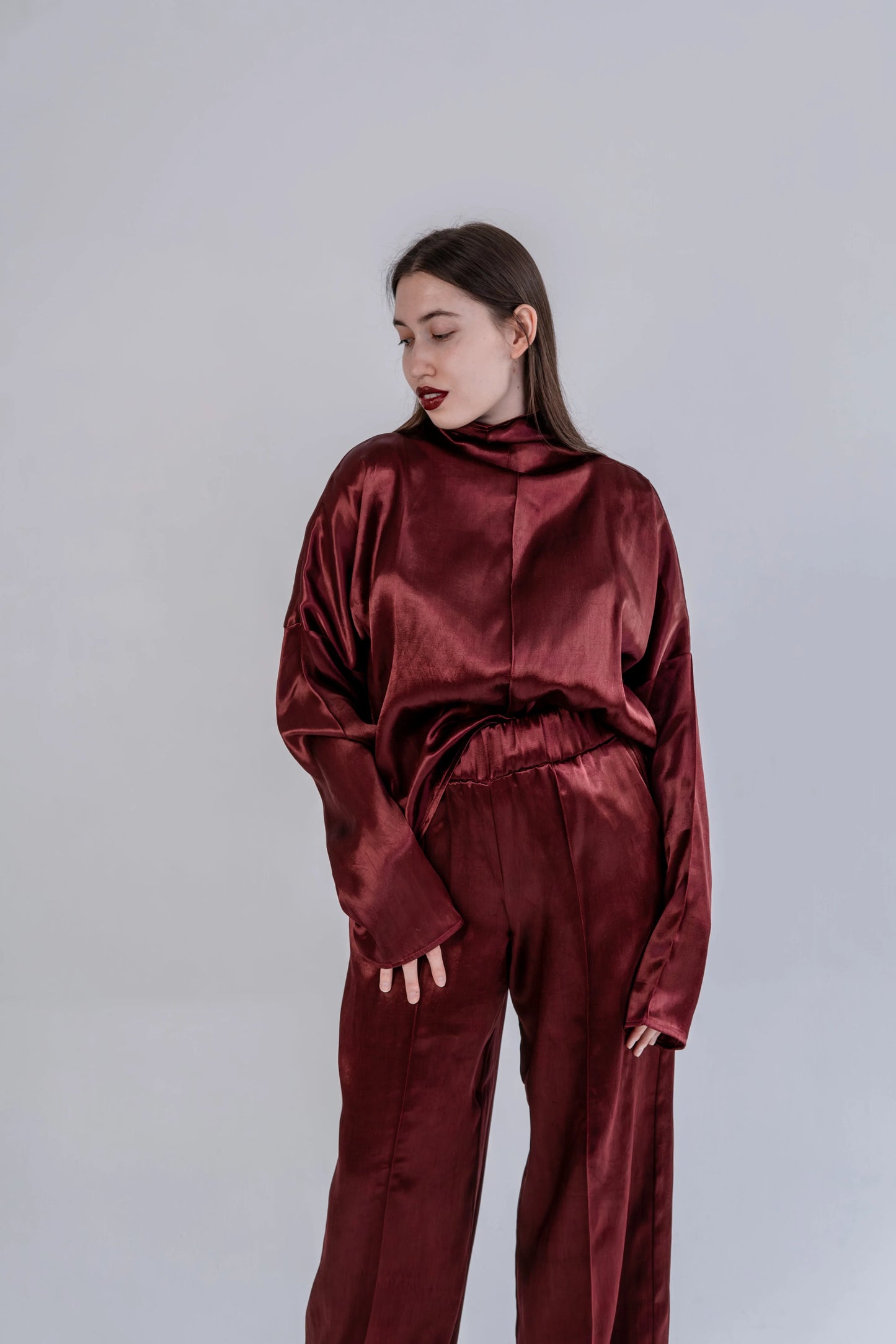 Silk/Cotton Clothing Set - Burgundy - MellowConceptStore