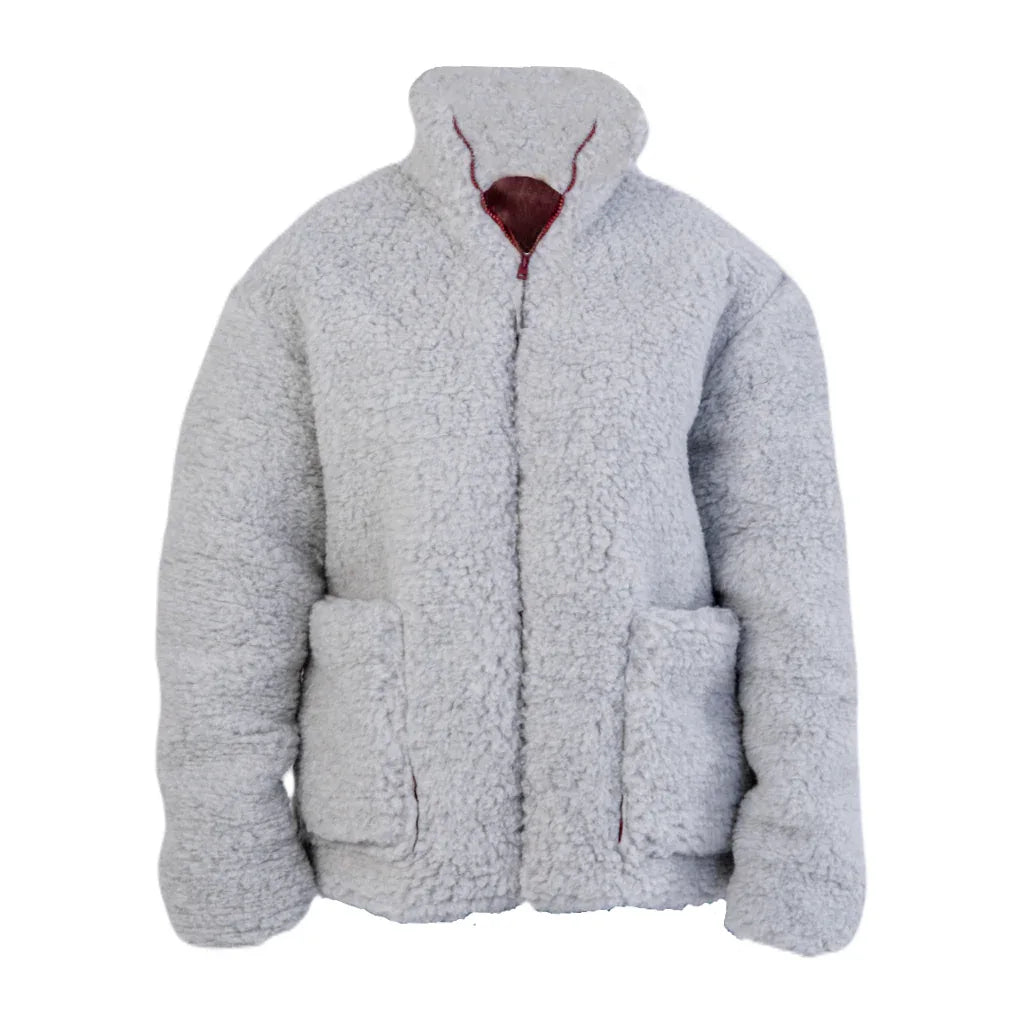 Men's Oversized Wool Jacket - Light Grey - MellowConceptStore