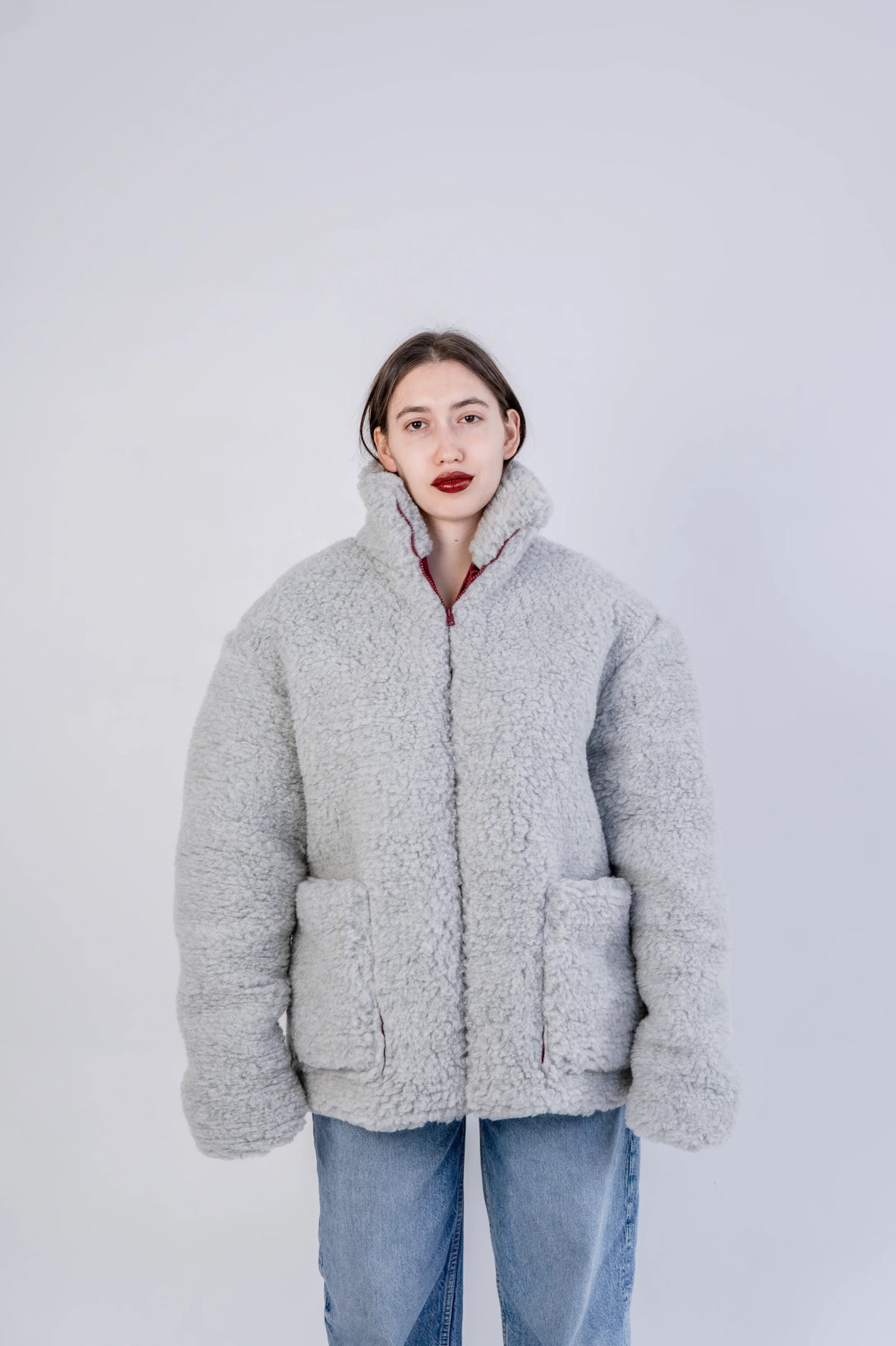 Men's Oversized Wool Jacket - White - MellowConceptStore