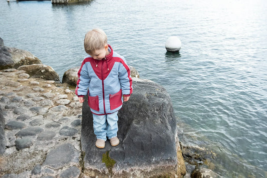 Kid's Wool Puff Jacket - Blue - Natural, Non-Toxic & Insulated with 100% Wool - MellowConceptStore