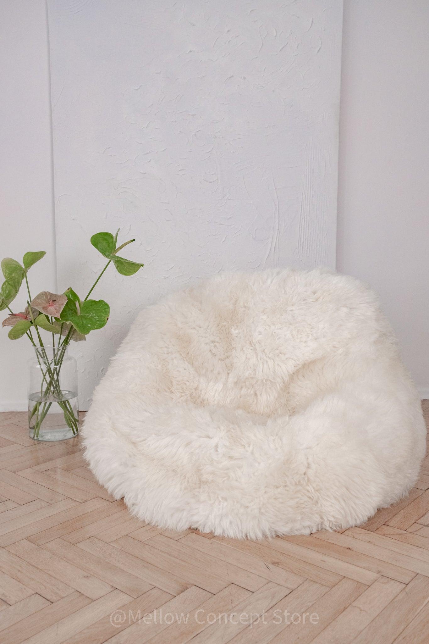 Natural Sheepskin Beanbag White