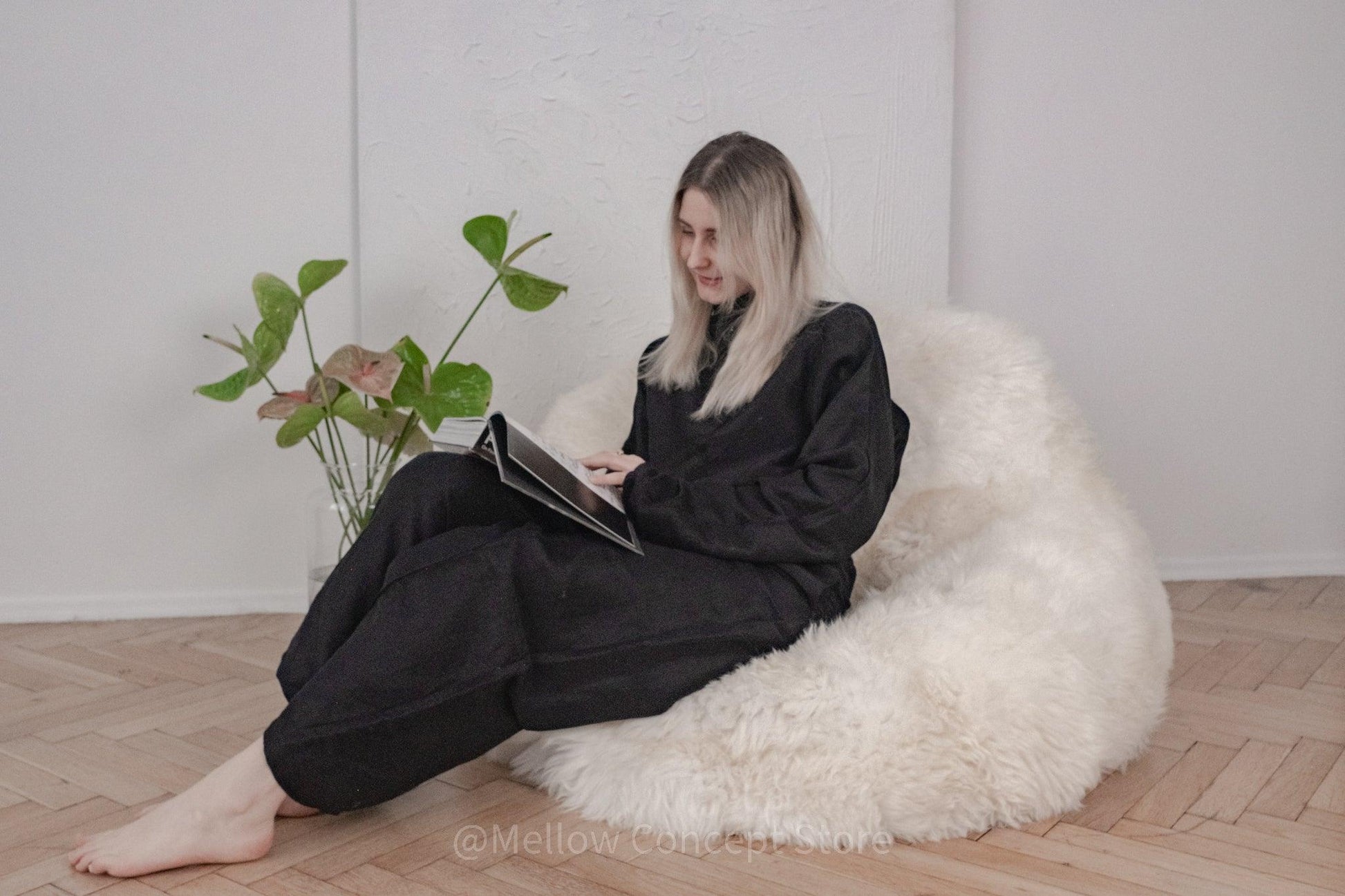 Natural Sheepskin Beanbag White