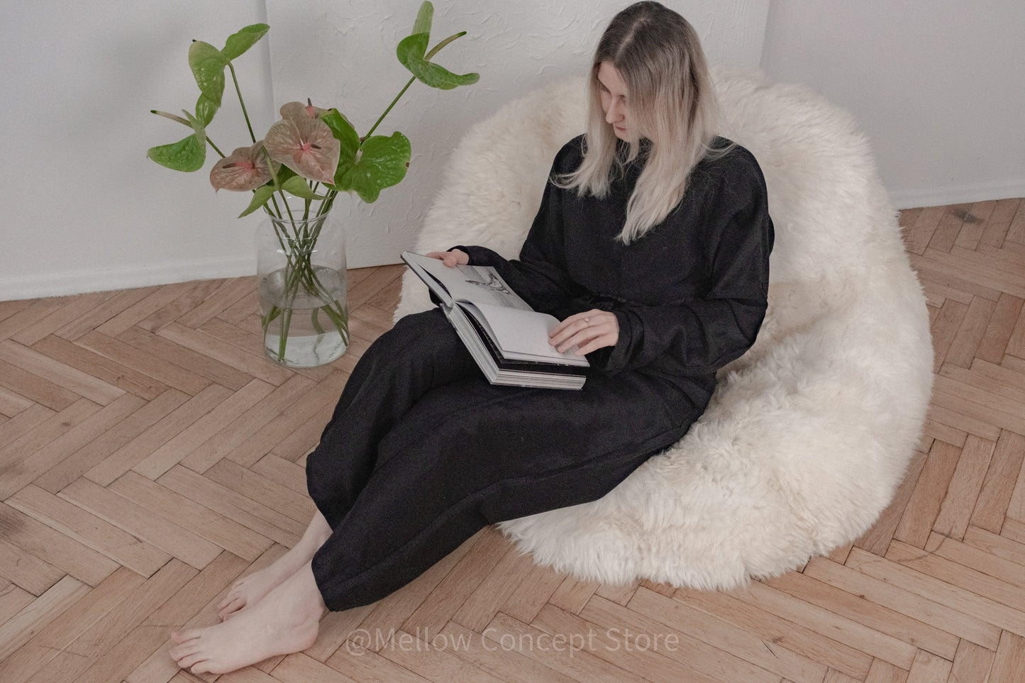 Natural Sheepskin Beanbag White