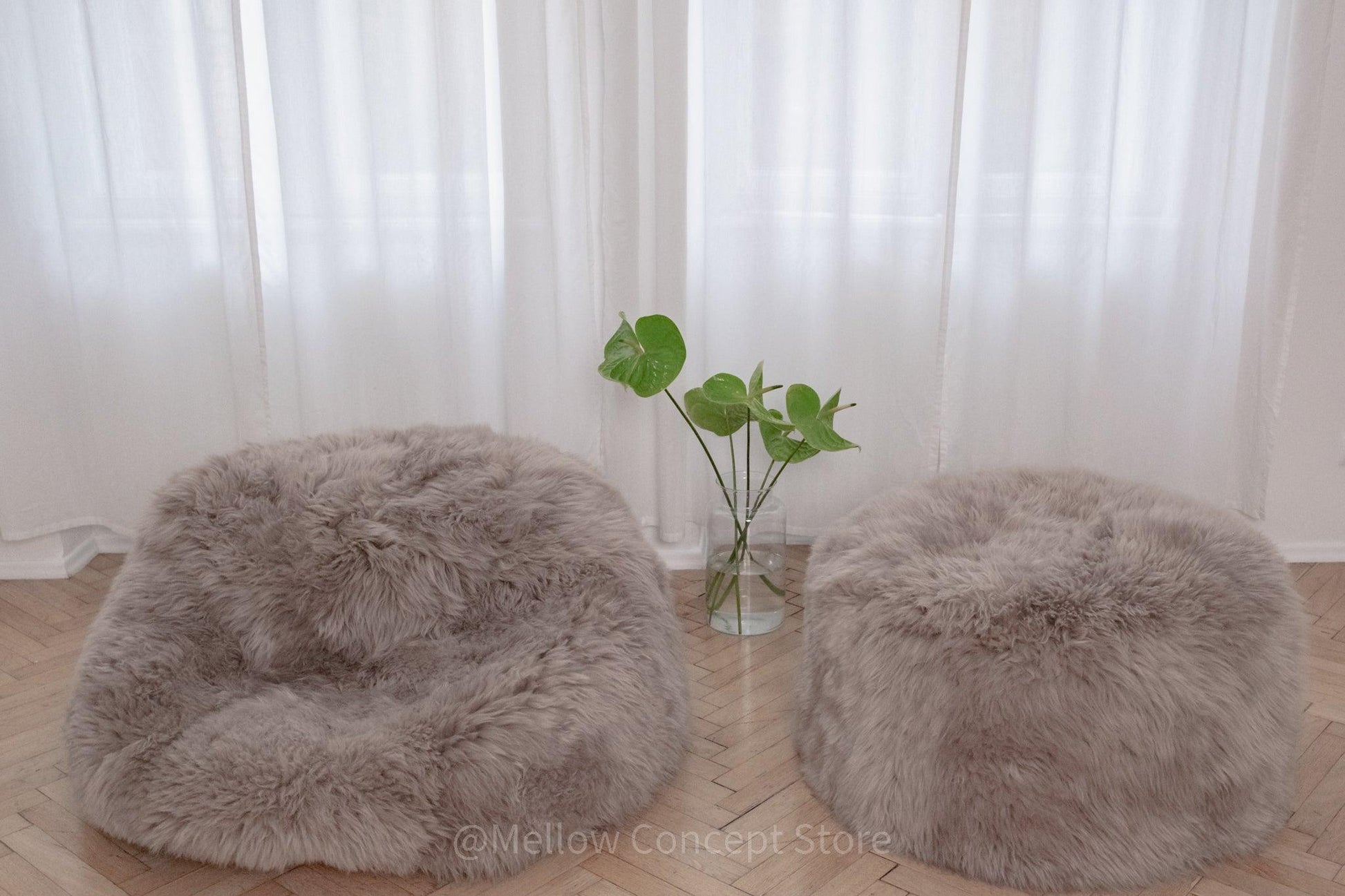Natural Sheepskin Beanbag Greige