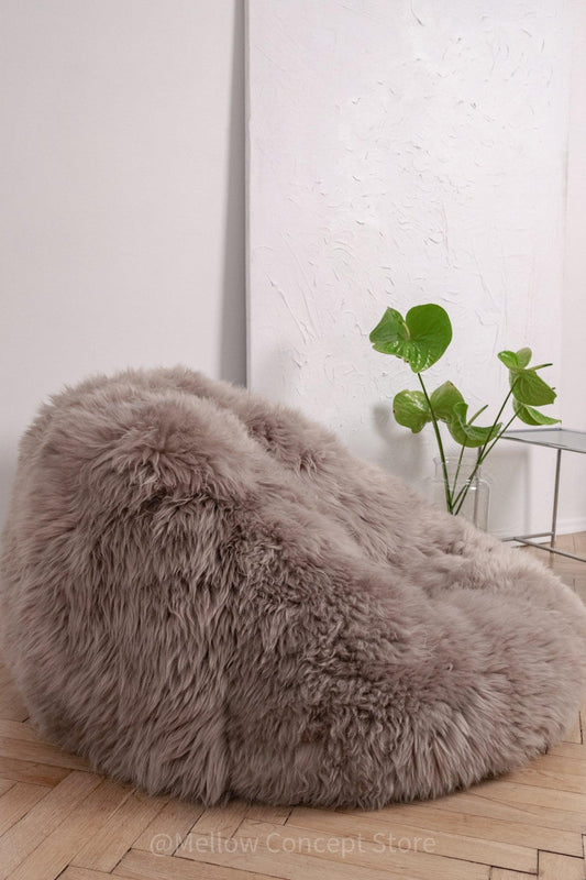 Natural Sheepskin Beanbag Greige