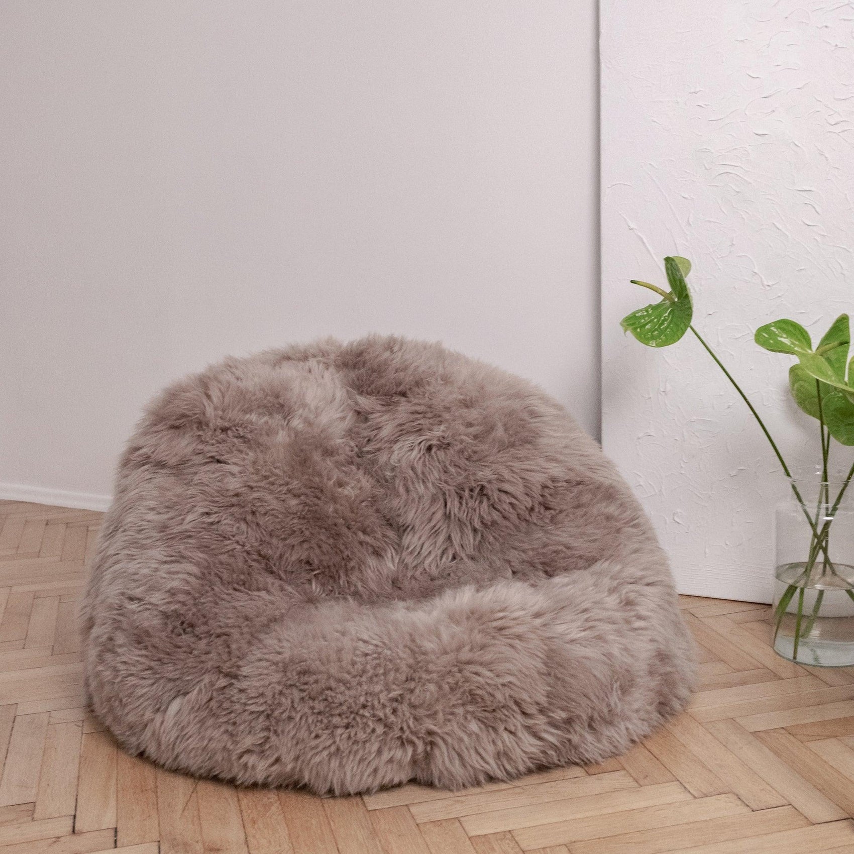 Sitzsack aus natürlichem Schaffell - Greige