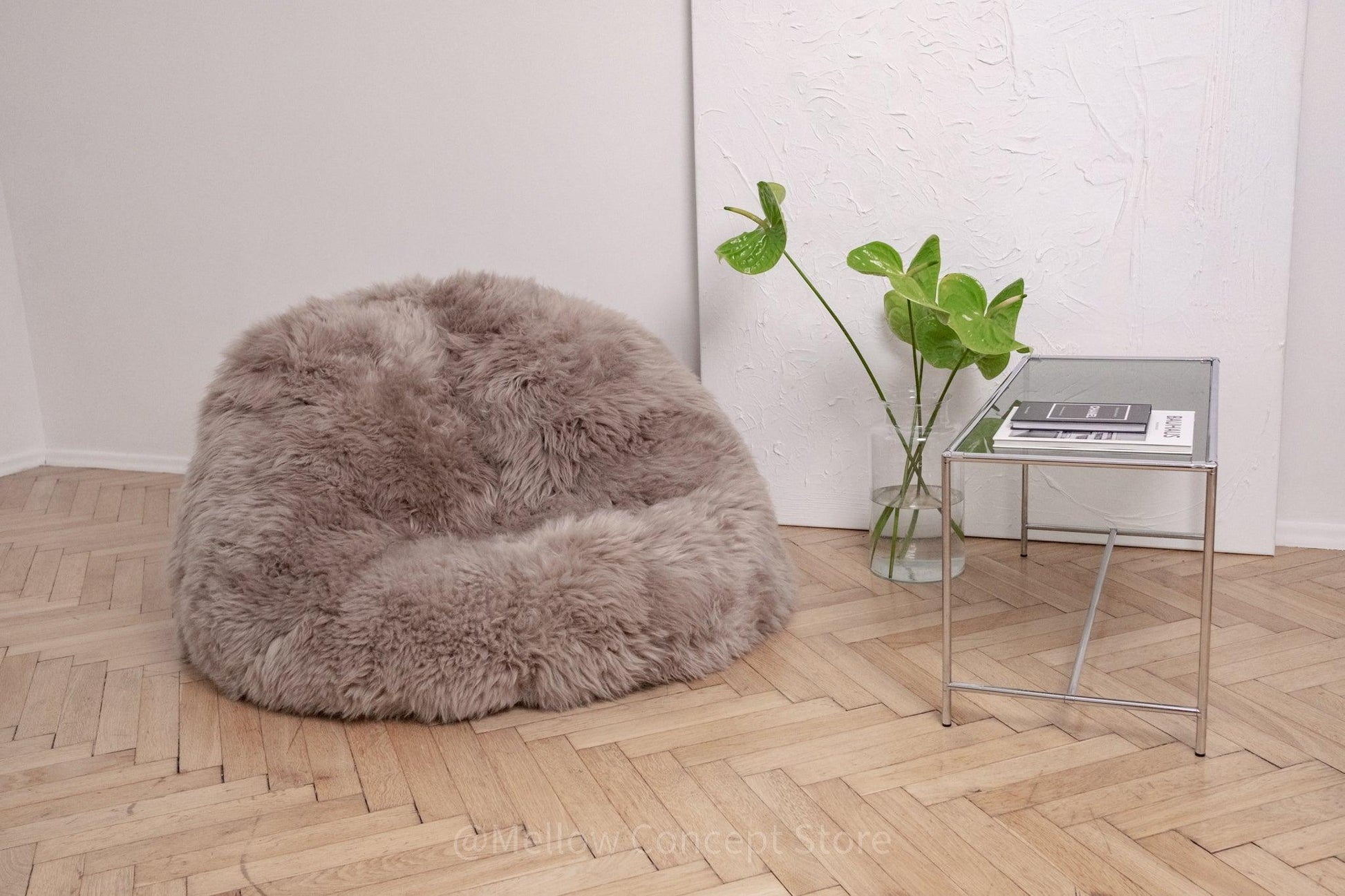Natural Sheepskin Beanbag Greige