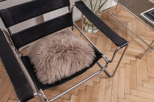 Square Natural Sheepskin Pillow - Greige - MellowConceptStore