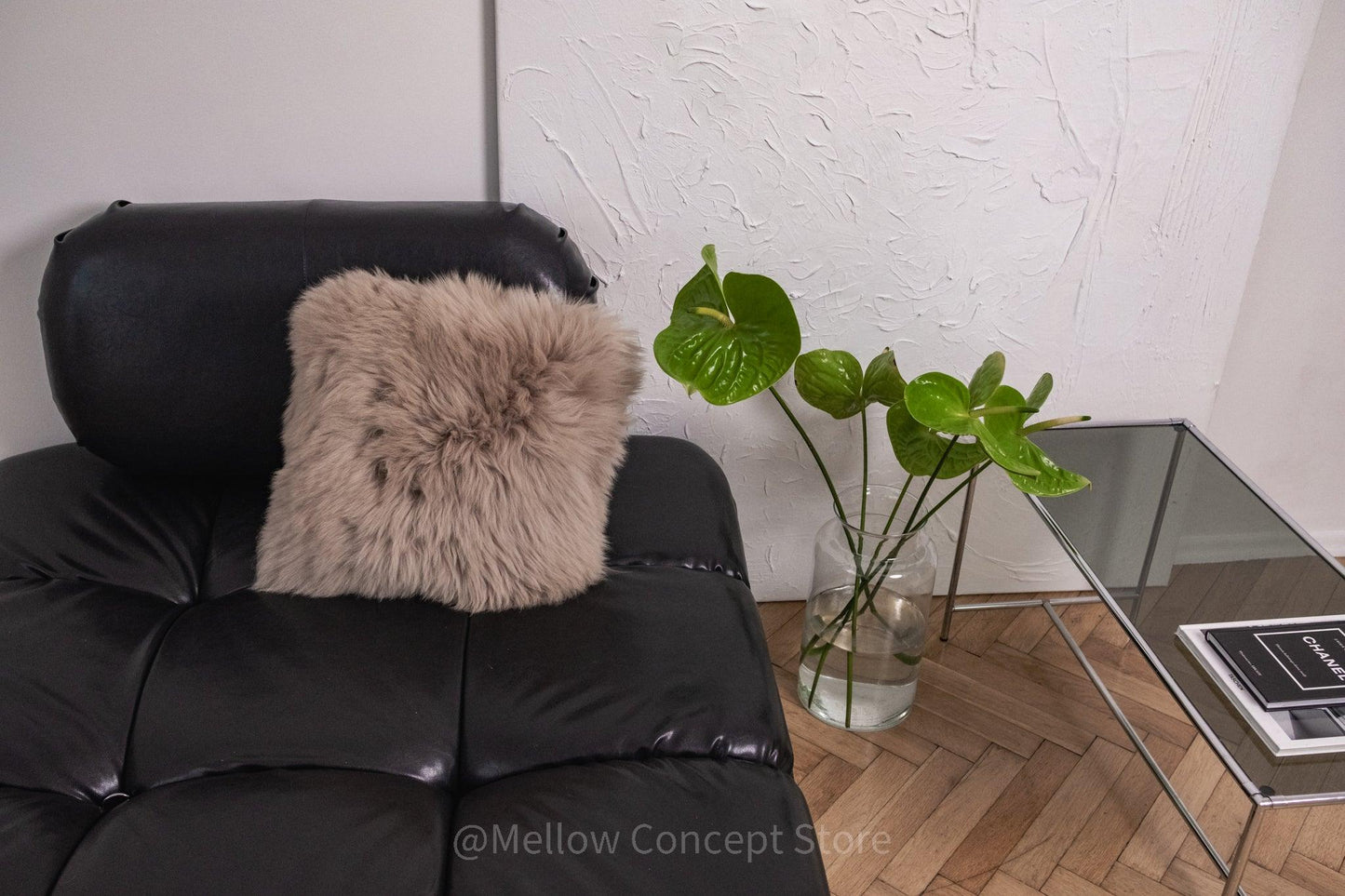 Square Natural Sheepskin Pillow Greige