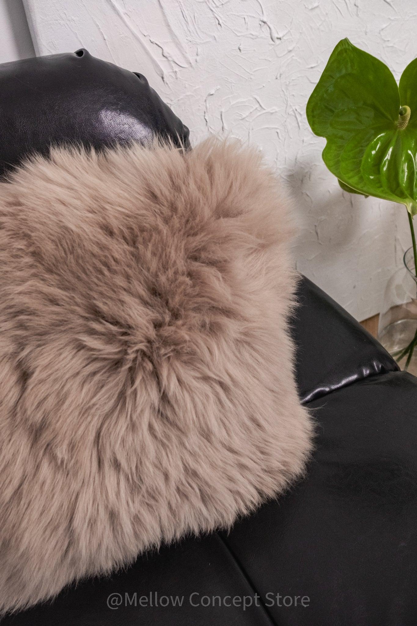 Square Natural Sheepskin Pillow Greige