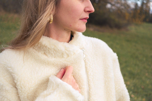 Woolen Woman's Jacket - White - MellowConceptStore