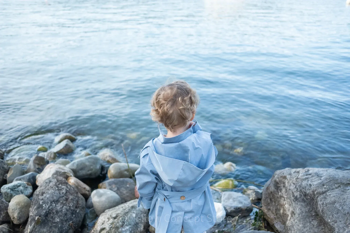 Kid's Trench Coat - Blue - Cotton - MellowConceptStore