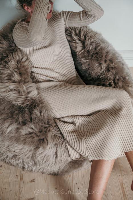 Natural Sheepskin Beanbag Greige