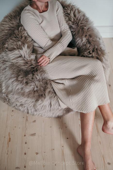 Natural Sheepskin Beanbag Greige