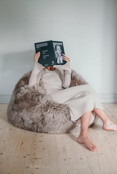 Natural Sheepskin Beanbag Greige