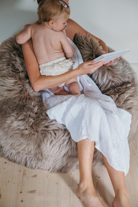 Natural Sheepskin Beanbag Greige