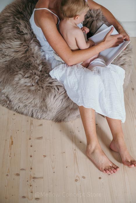 Natural Sheepskin Beanbag Greige