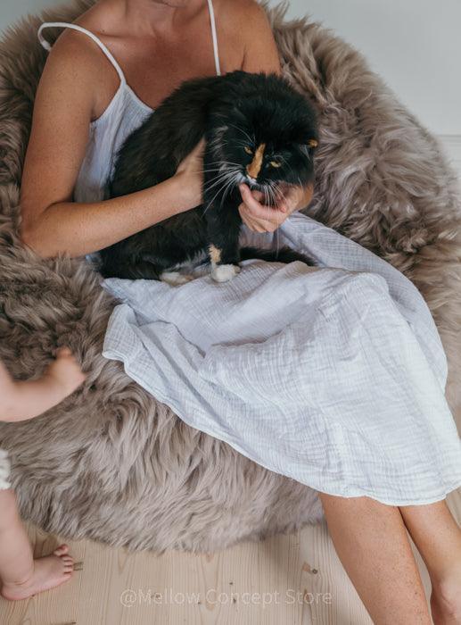 Natural Sheepskin Beanbag - Greige - MellowConceptStore