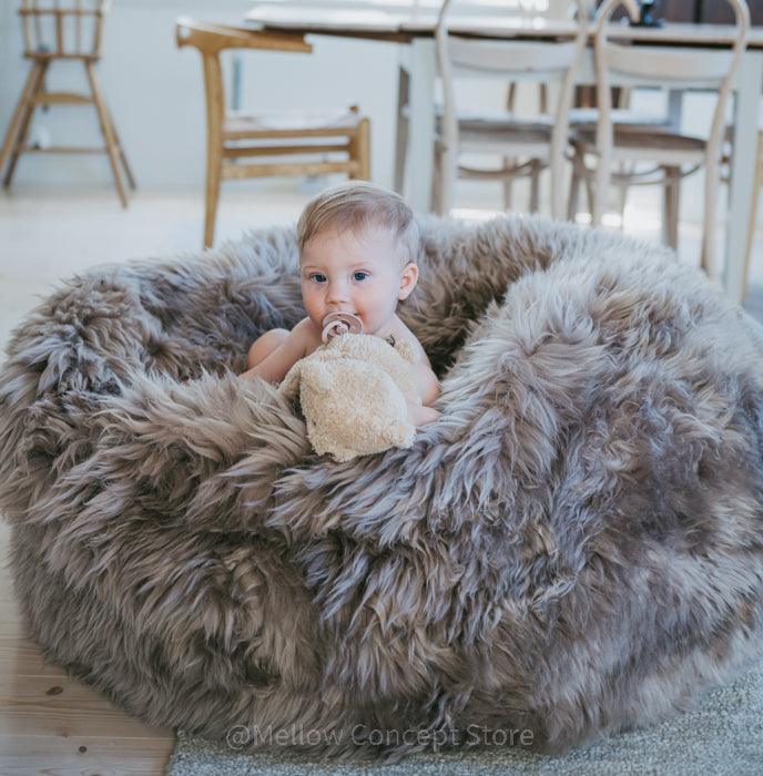 Natural Sheepskin Beanbag Greige