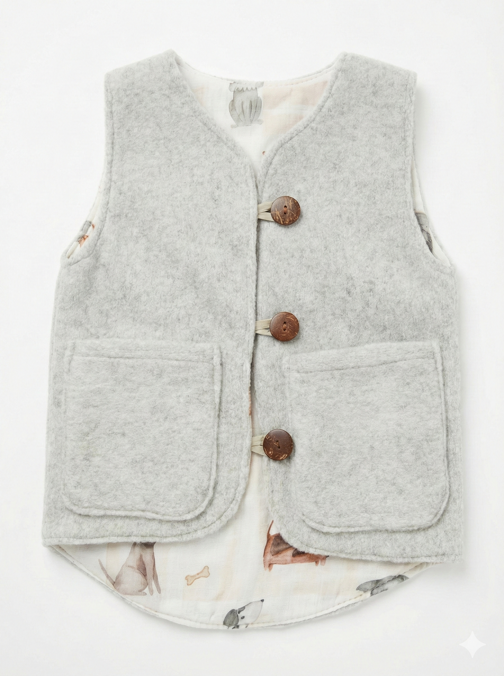 Baby/Kid Virgin Wool Vest - Grey