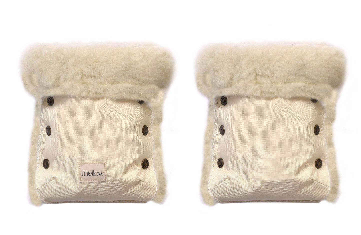 Waterproof Natural Wool Stroller Hand Muffs - White - MellowConceptStore
