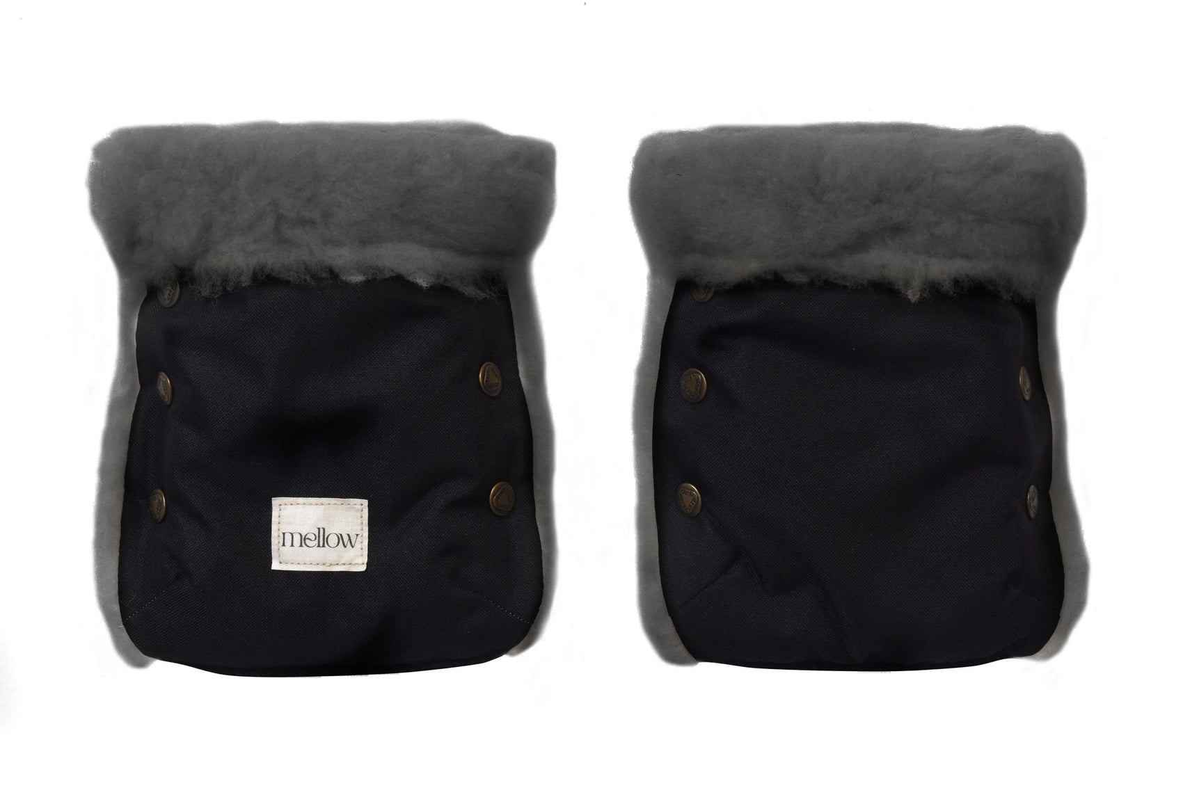 Waterproof Natural Wool Stroller Hand Muffs - Black&Charcoal - MellowConceptStore