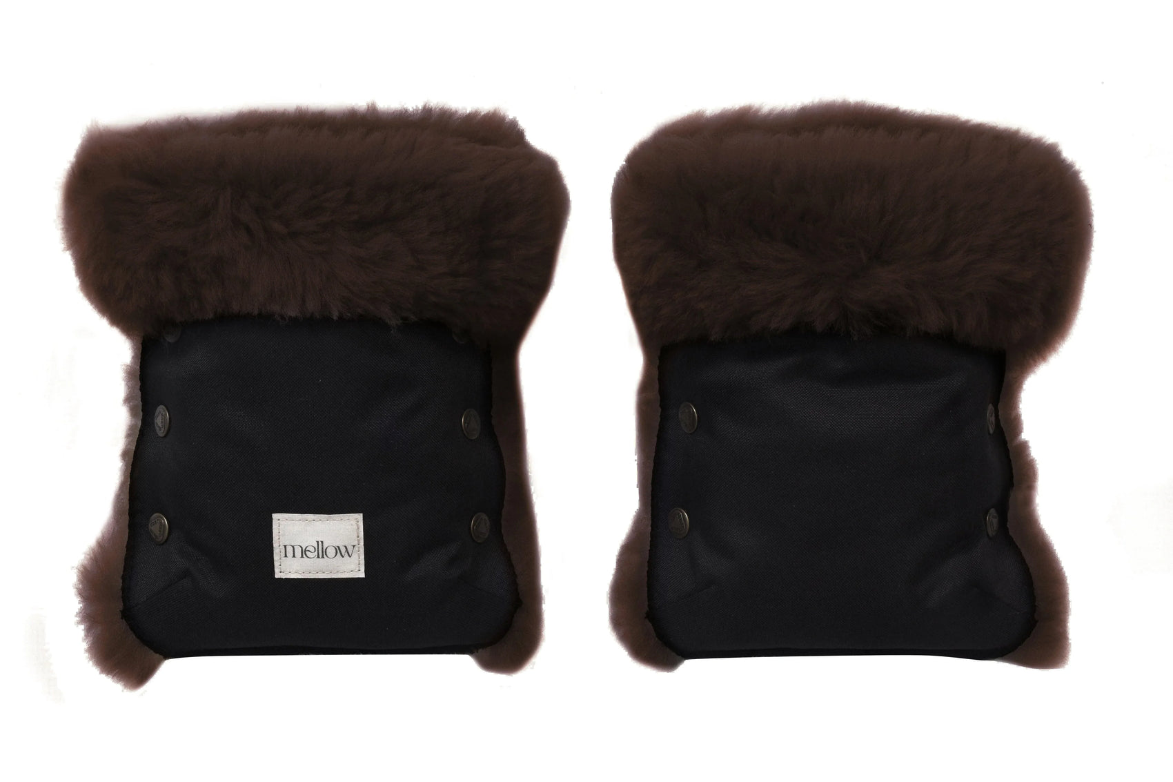 Waterproof Natural Sheepskin Stroller Hand Muffs - Black&Brown - MellowConceptStore