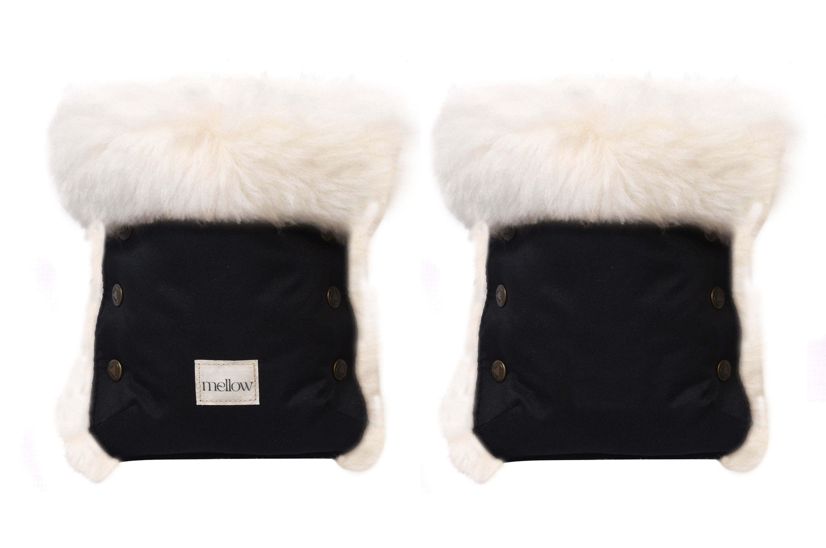 Waterproof Natural Sheepskin Stroller Hand Muffs - Black&White