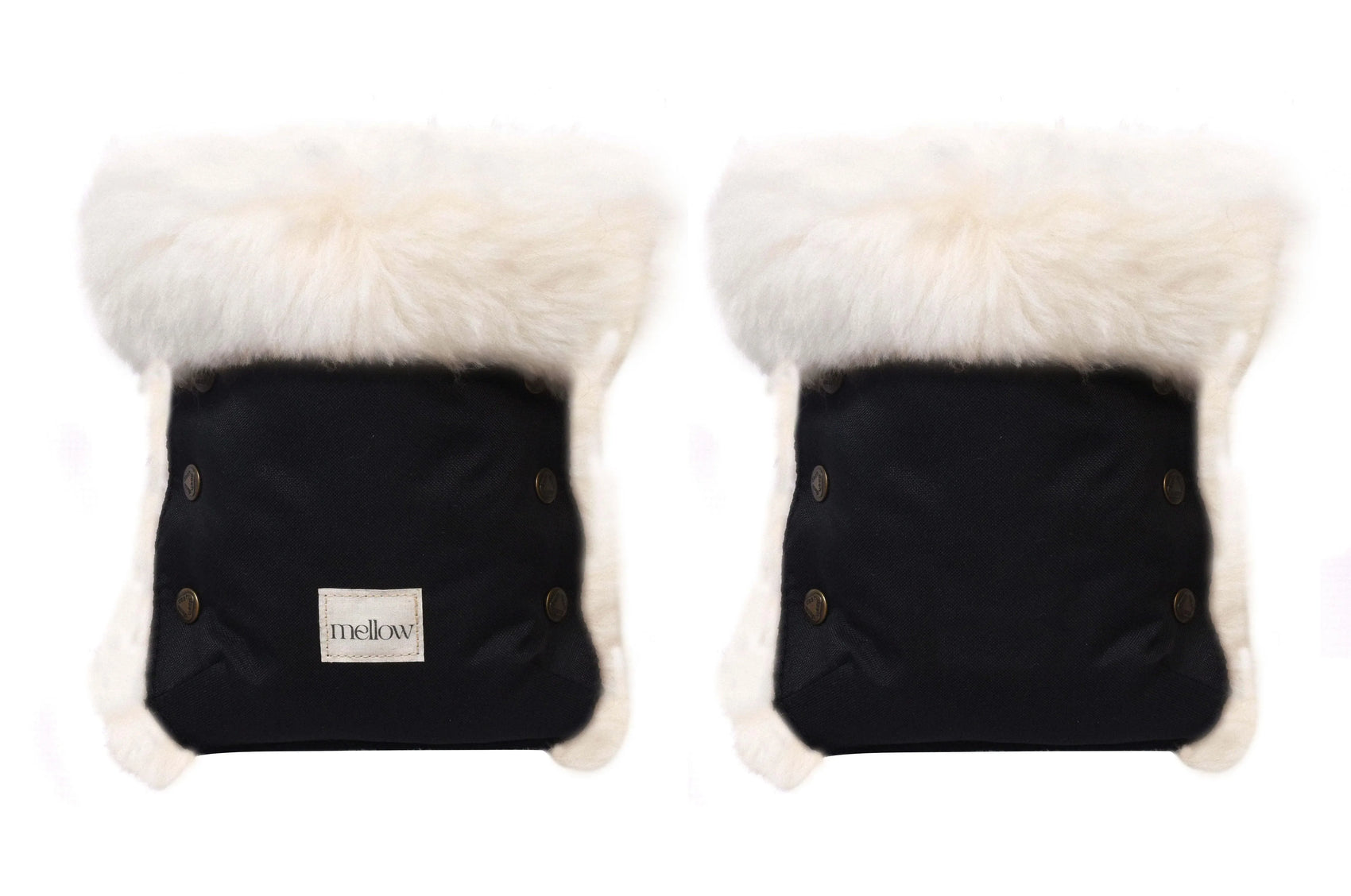 Waterproof Natural Sheepskin Stroller Hand Muffs - Black&White - MellowConceptStore