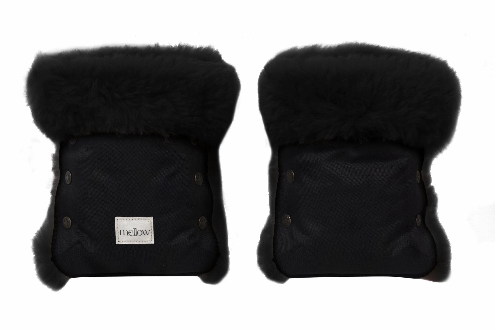 Waterproof Natural Sheepskin Stroller Hand Muffs - Black - MellowConceptStore