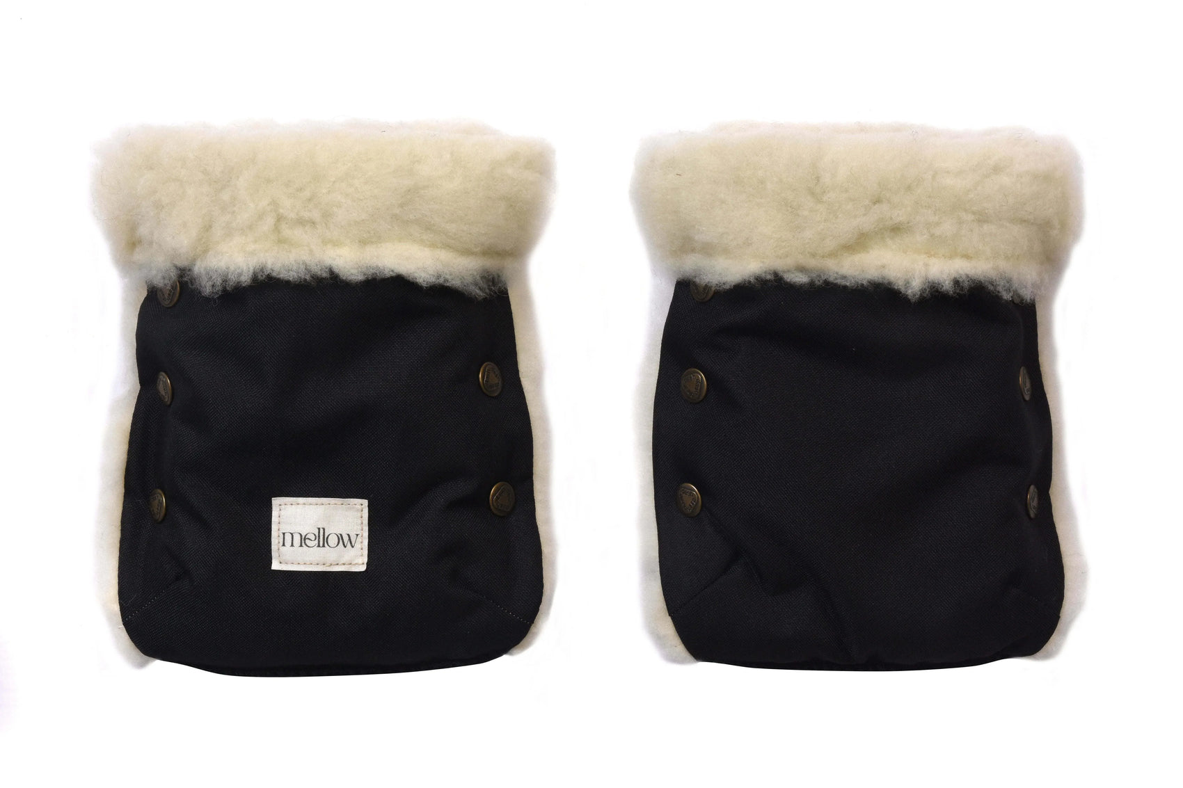 Waterproof Natural Wool Stroller Hand Muffs - Black&White - MellowConceptStore