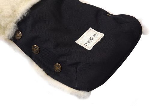 Waterproof Natural Wool Stroller Hand Muffs Black&White