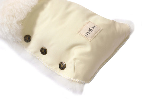 Waterproof Natural Sheepskin Stroller Hand Muffs - White - MellowConceptStore
