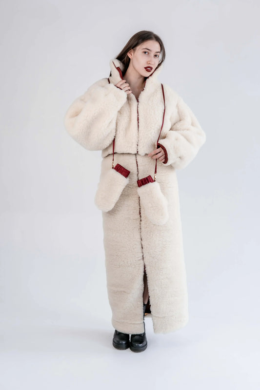Woolen Women's Long Skirt - White - MellowConceptStore
