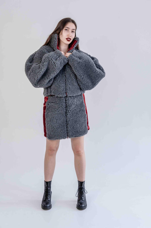 Woolen Women's Short Skirt - Dark Grey - MellowConceptStore