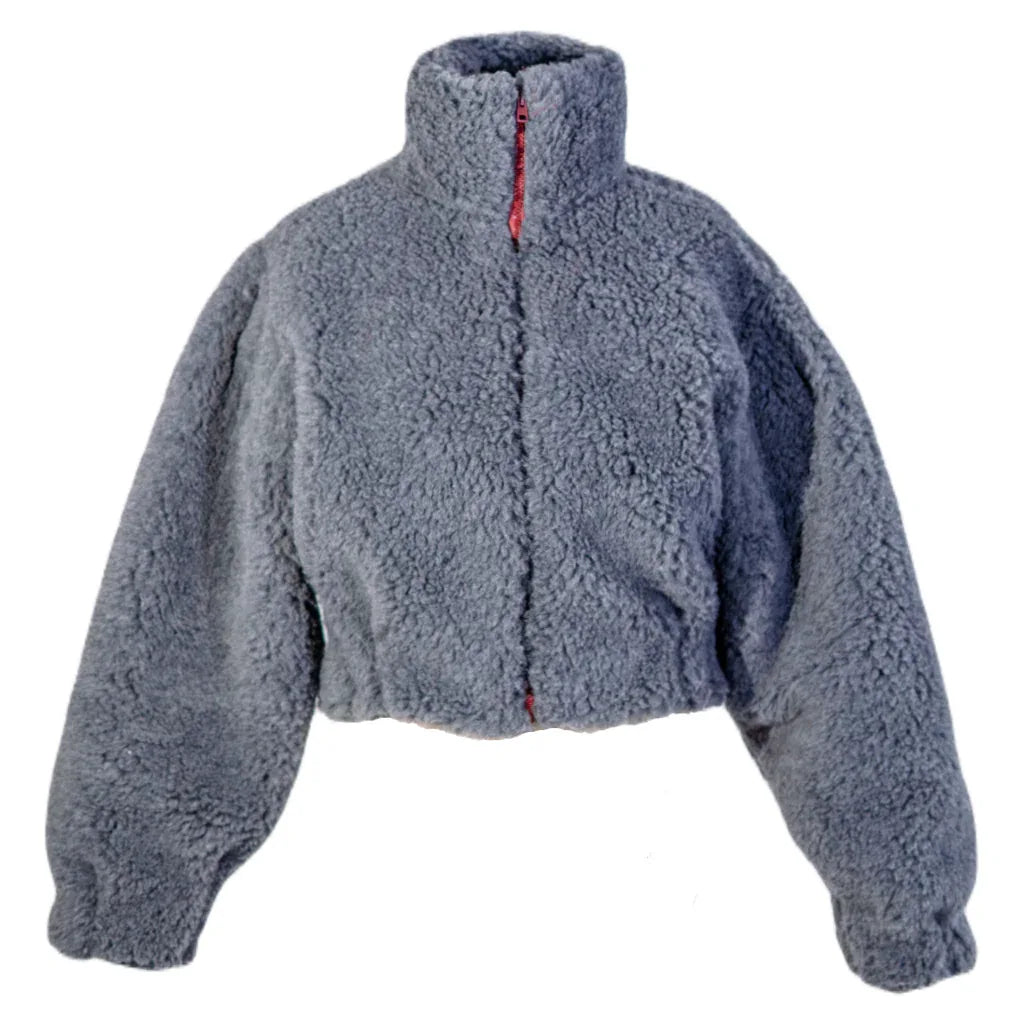 Woolen Women's Short Jacket - Dark Grey - MellowConceptStore