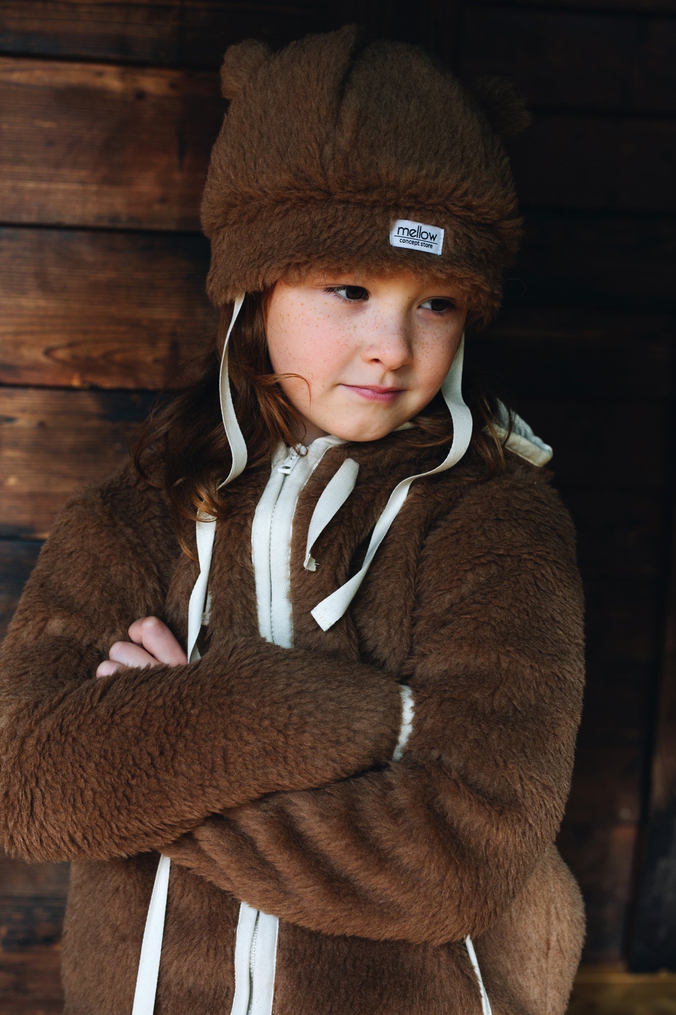 Braunbär-Babymütze aus Wolle