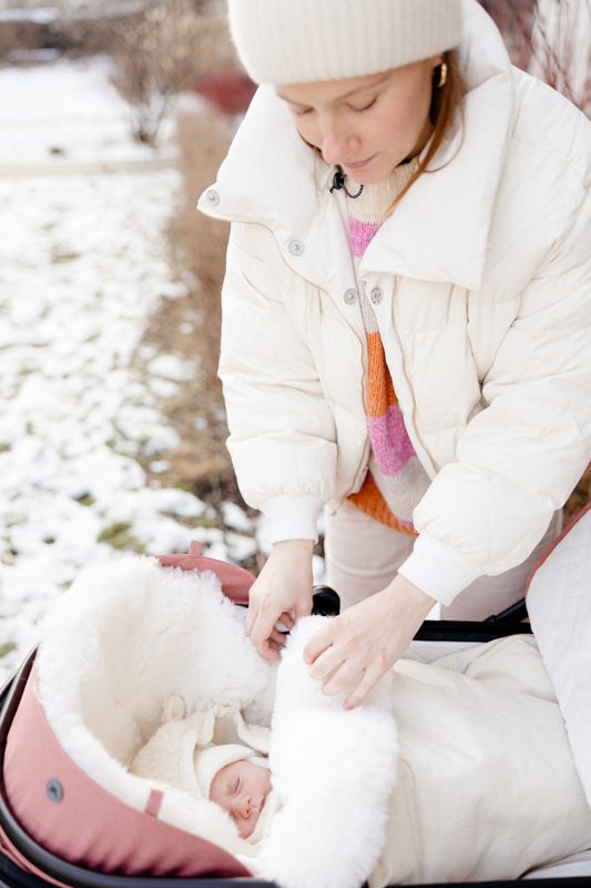 White Natural Sheepskin Stroller Sleeping Bag