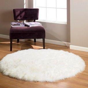 Natural Sheepskin Ivory Carpet Round