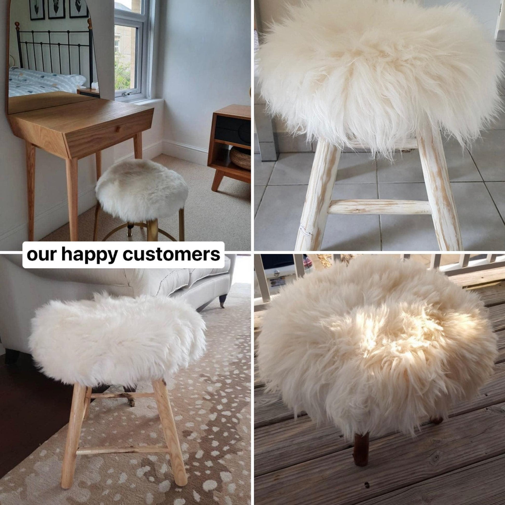 Natural Sheepskin Stool Cover