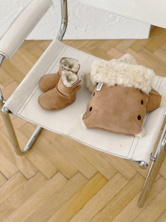 Beige Natural Sheepskin Stroller Hand Muffs - MellowConceptStore