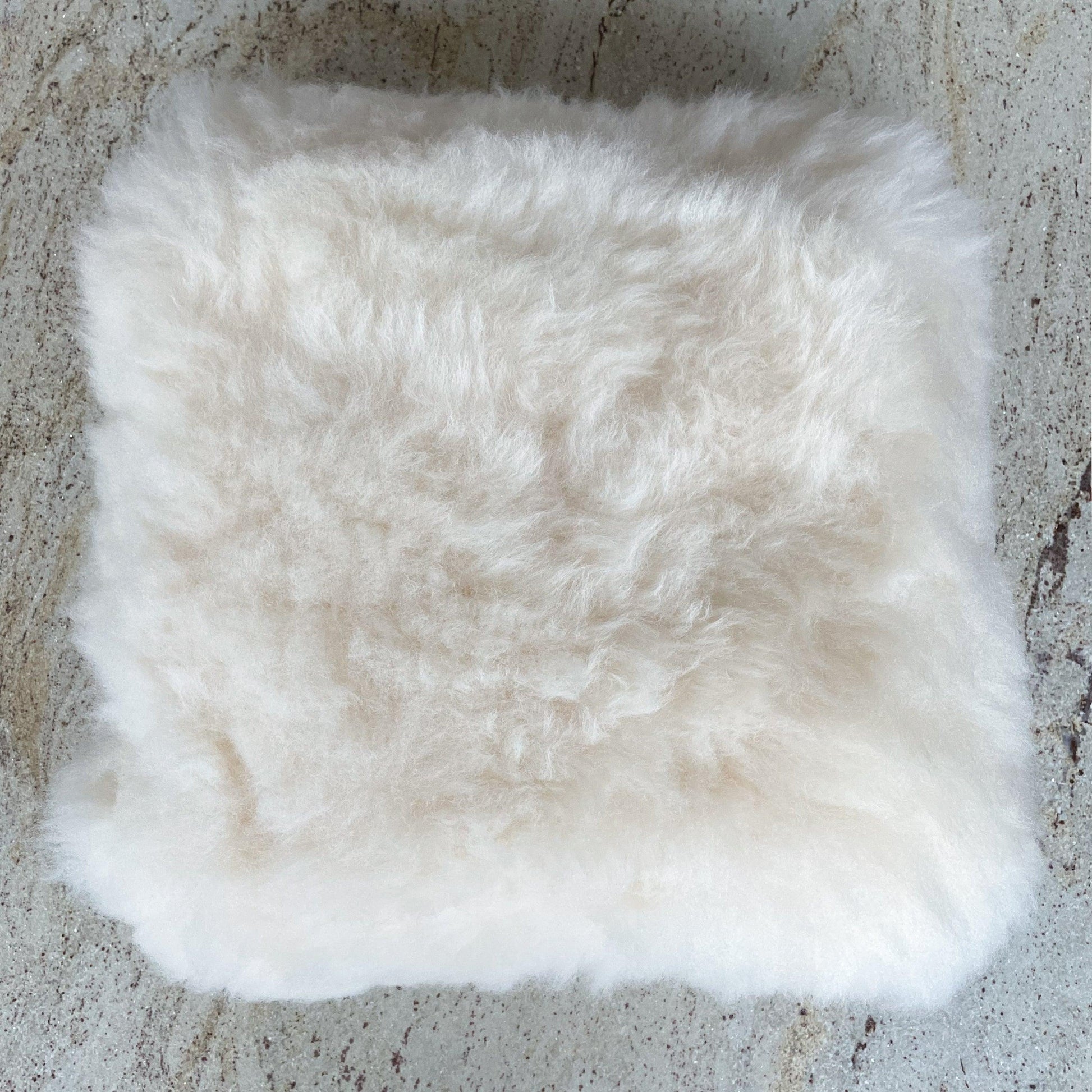 Square Natural Sheepskin Pillow White