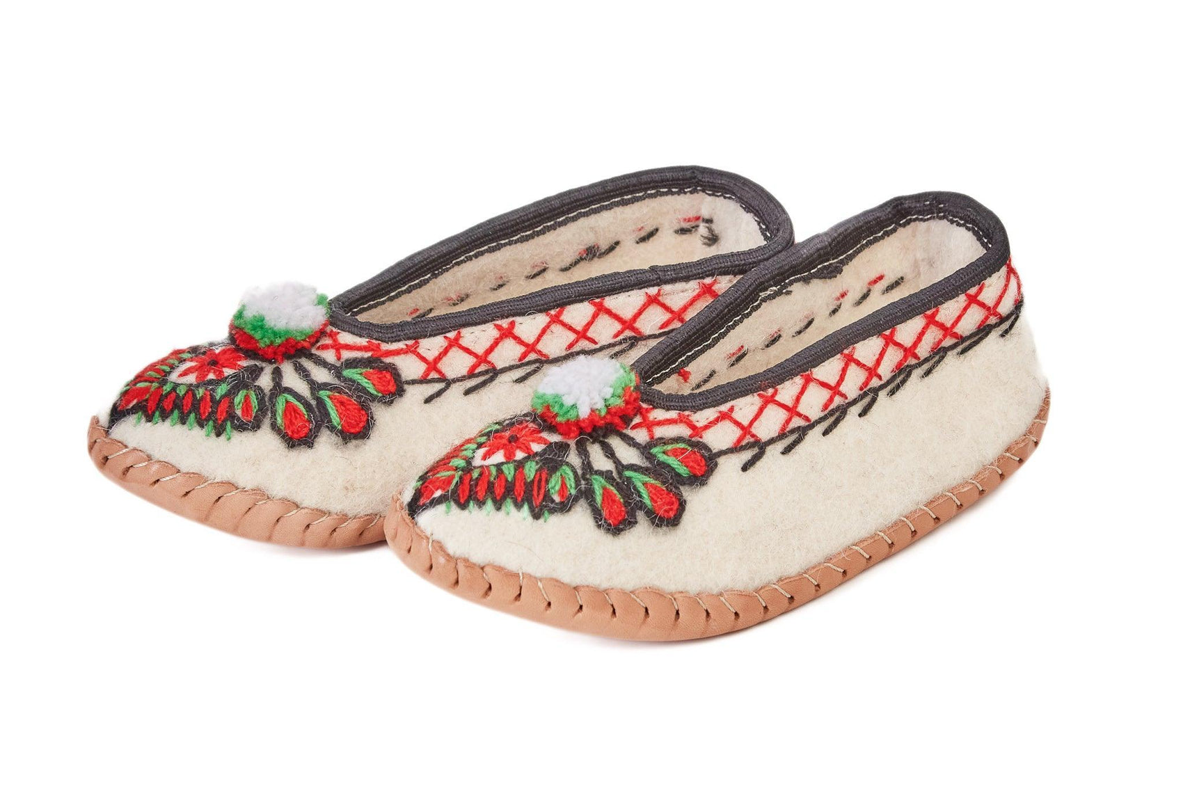 Adult Woolen Slippers (felt) with ornaments - MellowConceptStore