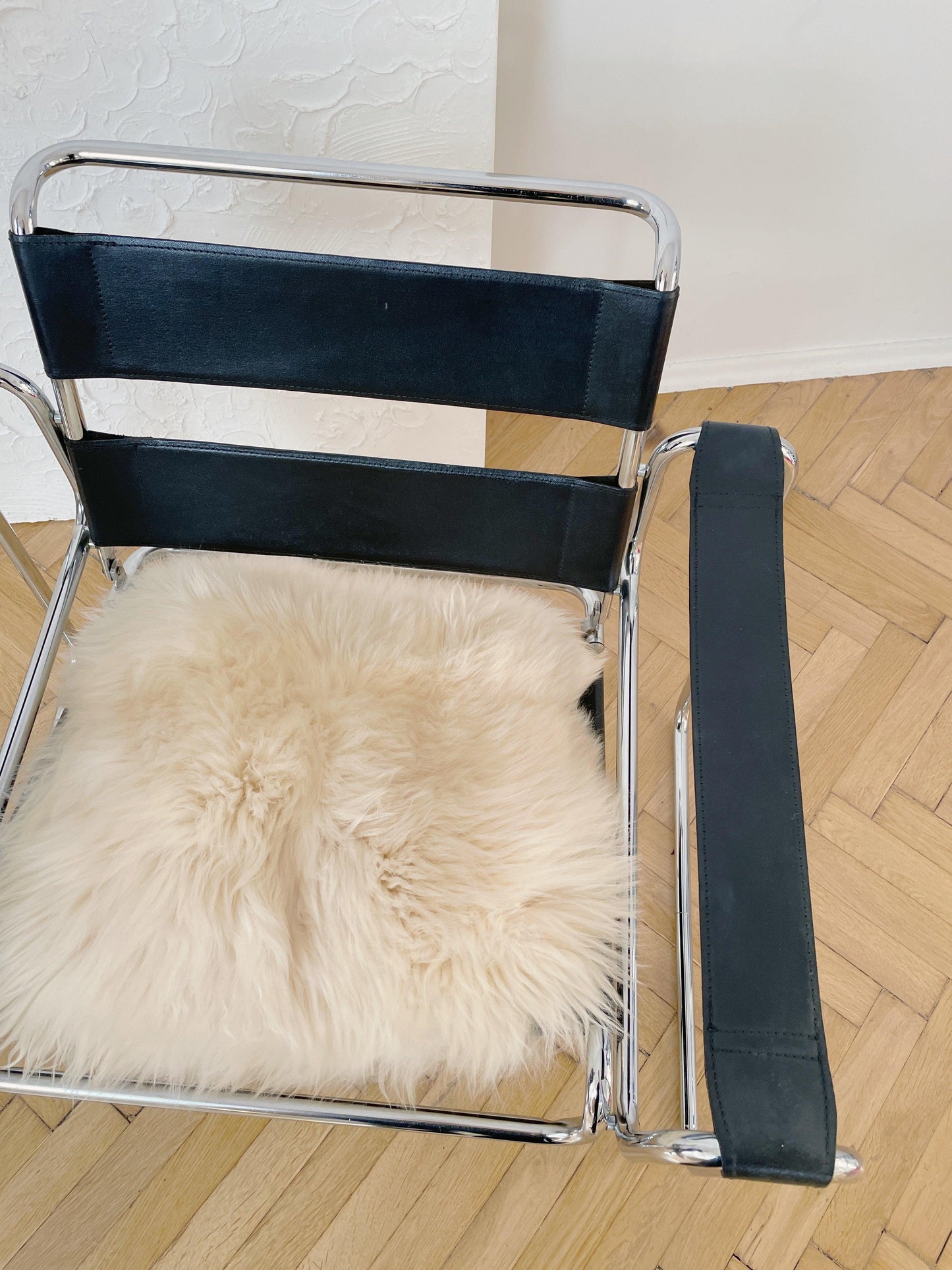 Square Natural Sheepskin Pillow White