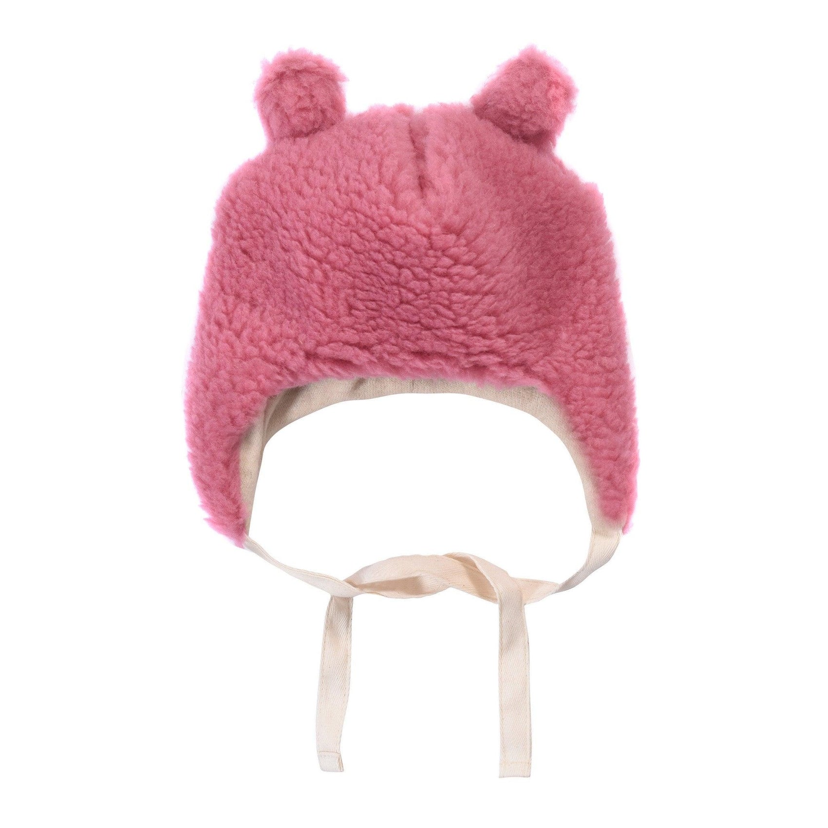 Rosa Bär Wollmütze für Babys