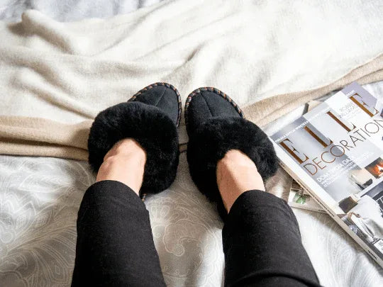 Adult Natural Sheepskin Mules - Black - MellowConceptStore